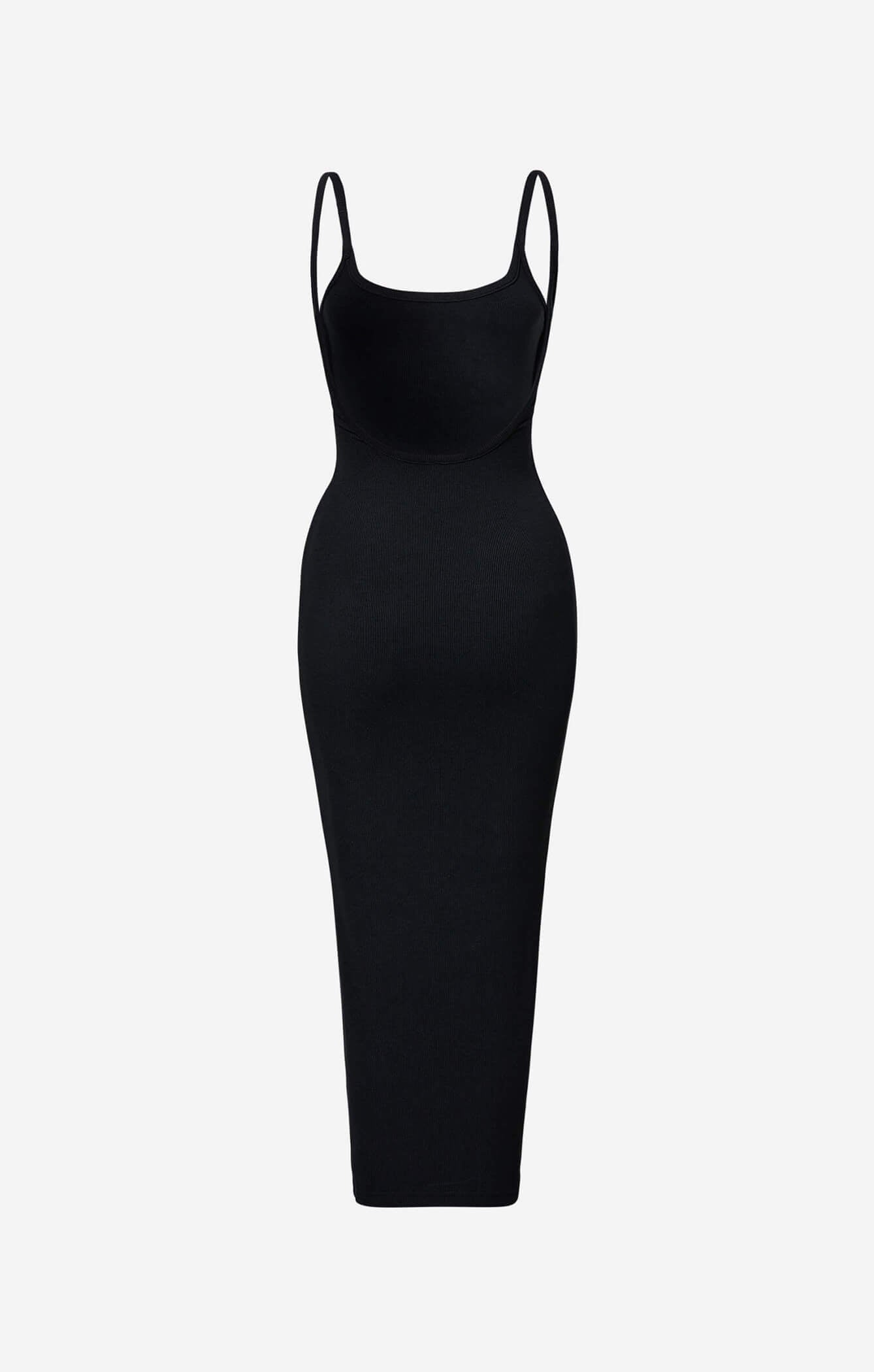 The Calea Low Back Midi Dress - BLACK