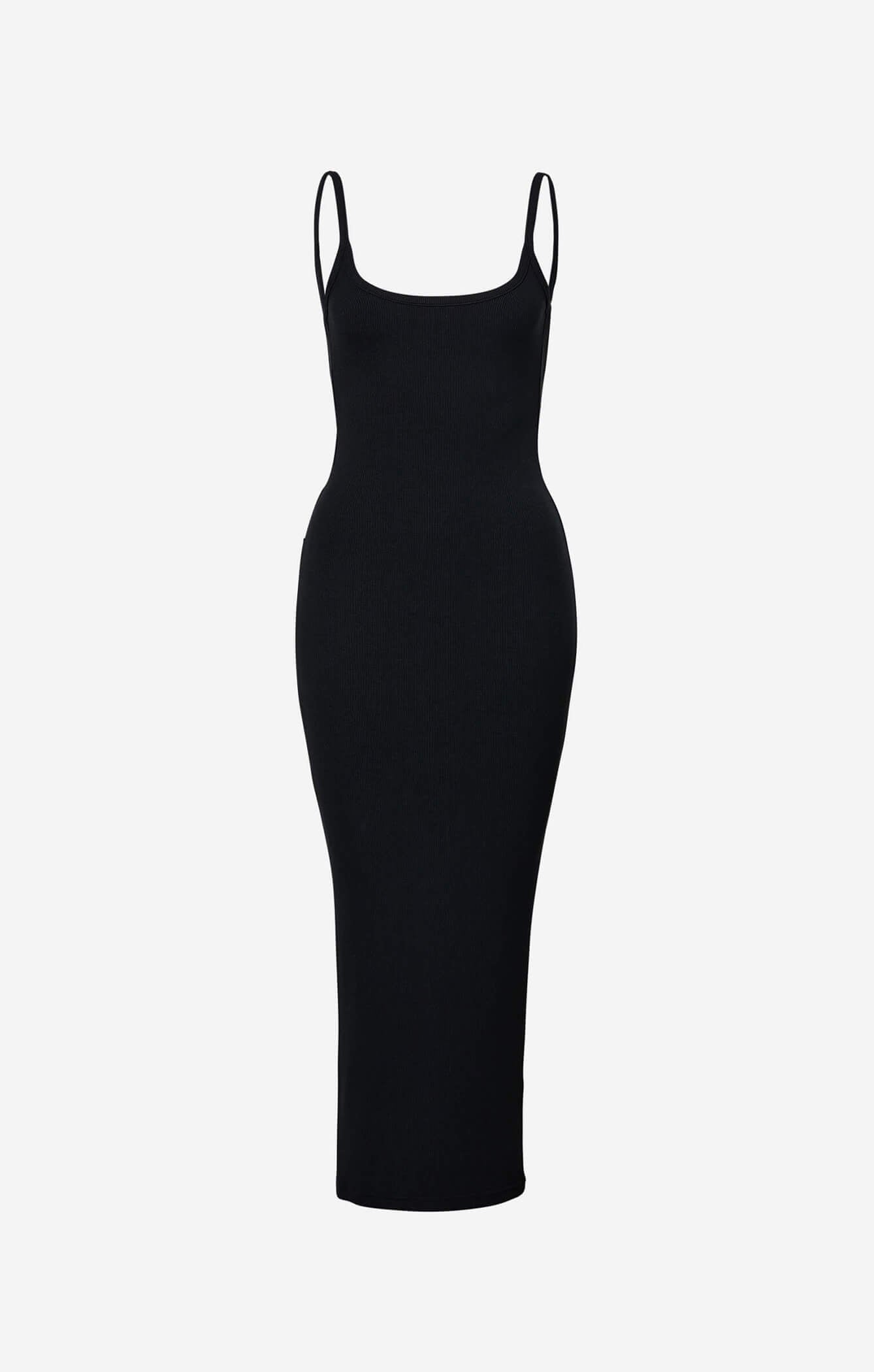 The Calea Low Back Midi Dress - BLACK