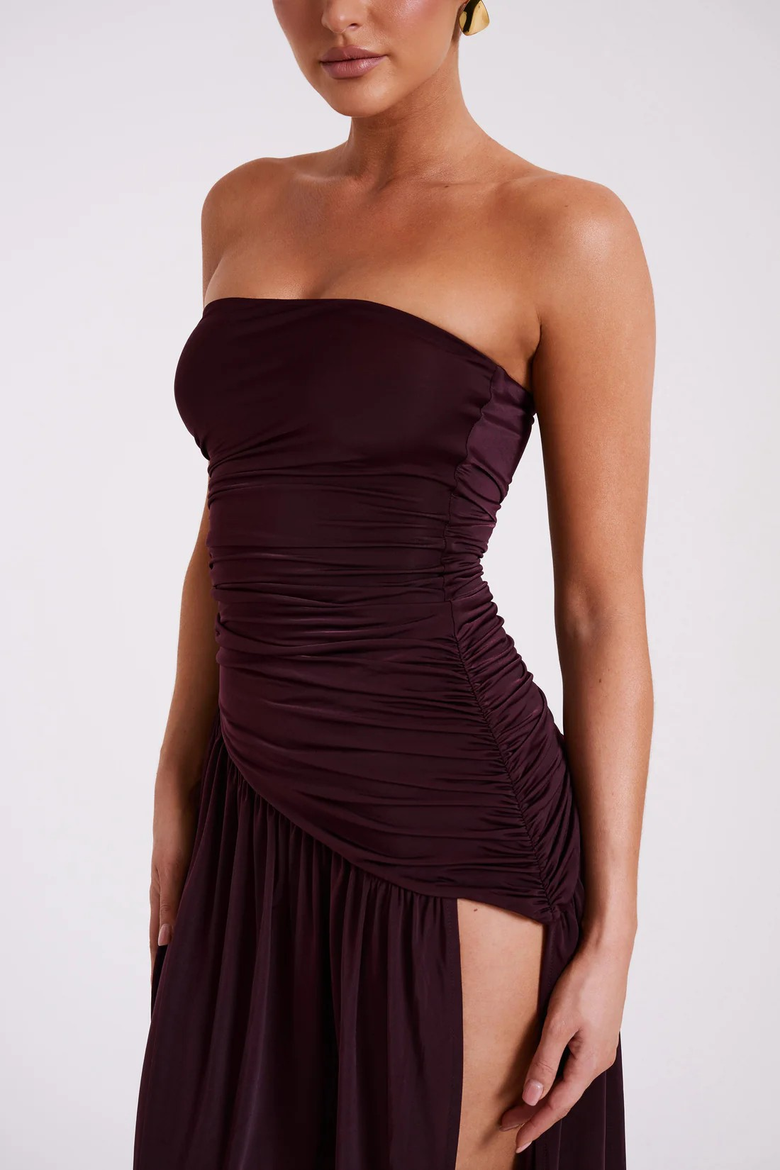 Midnight Muse Strapless Slit Gown