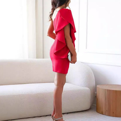 Asymmetric Ruffle Mini Dress