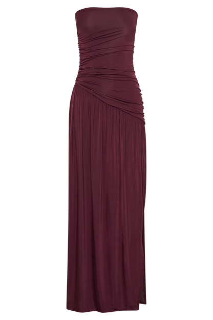 Midnight Muse Strapless Slit Gown
