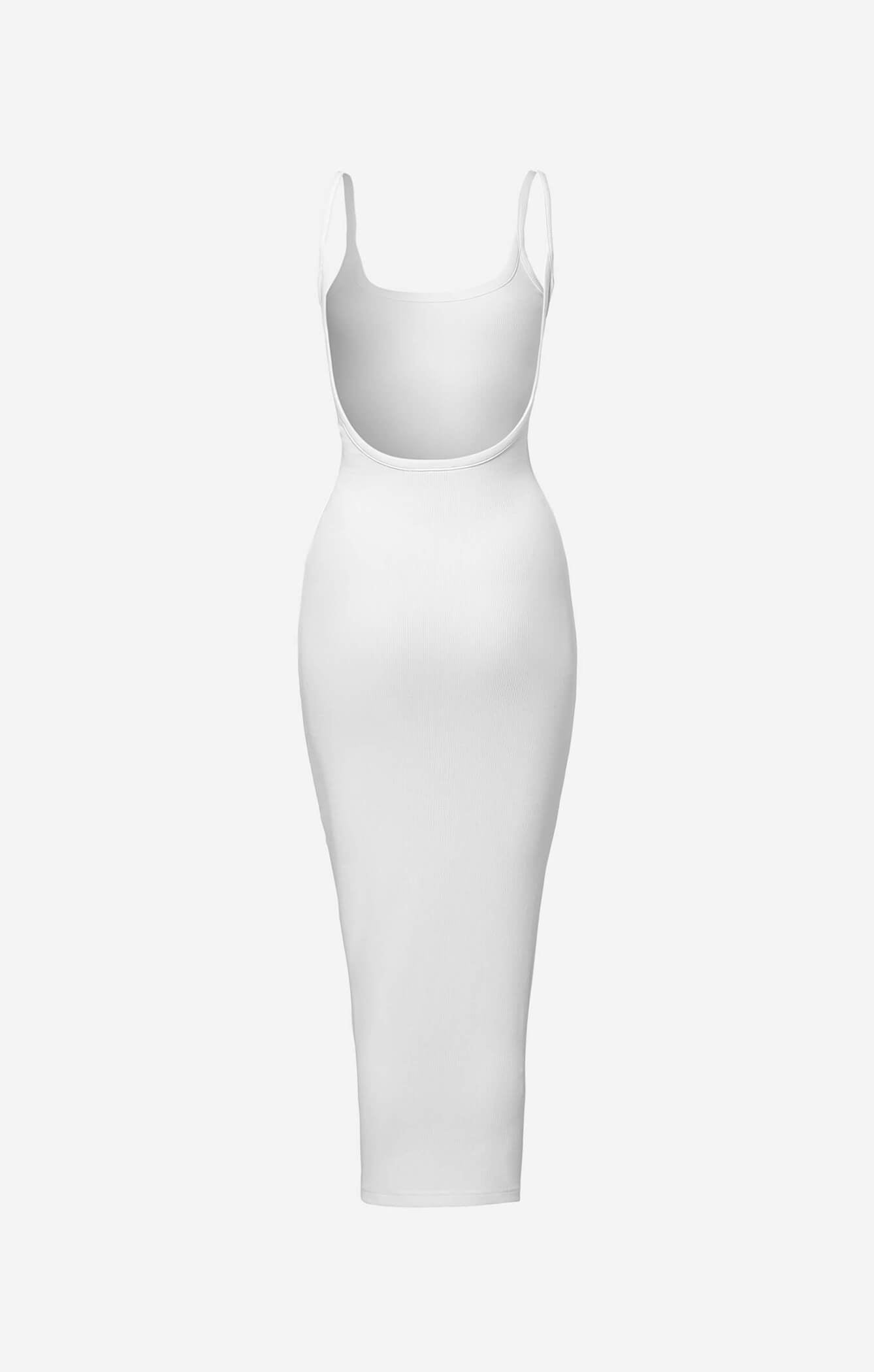 The Calea Low Back Midi Dress - WHITE