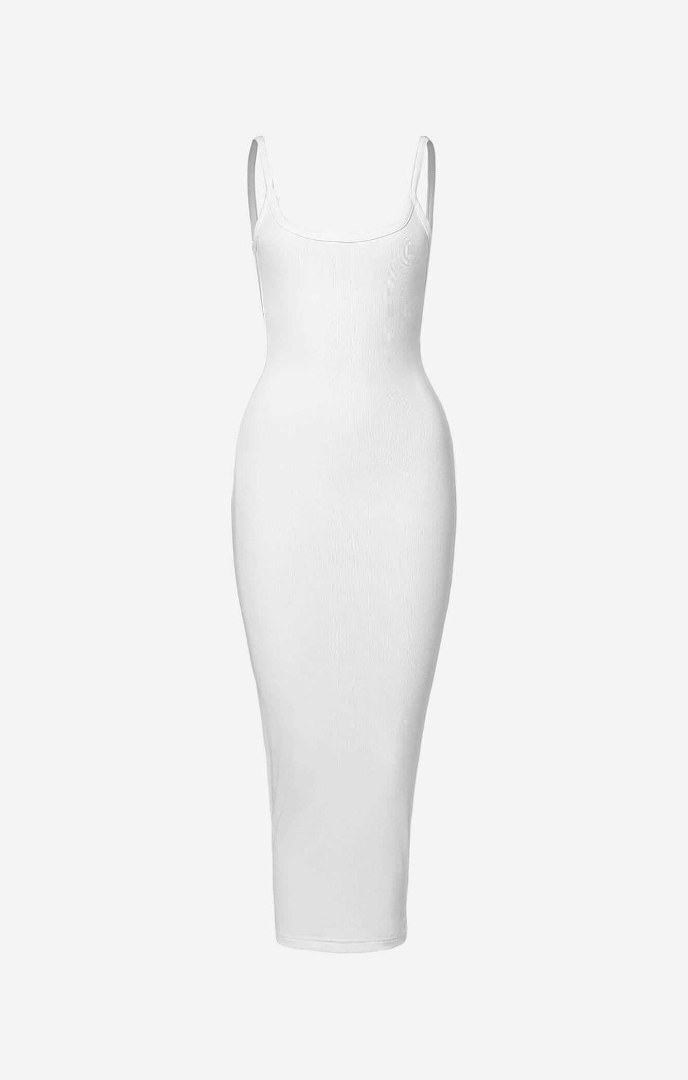 The Calea Low Back Midi Dress - WHITE