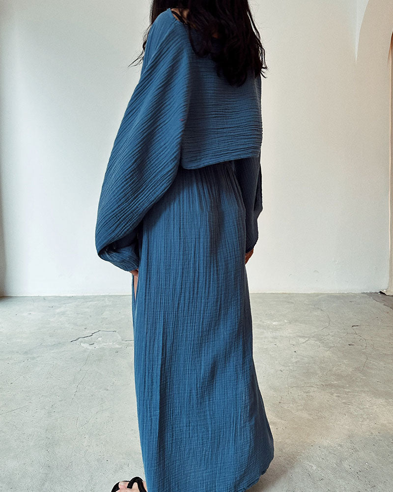 Chic Slit Cotton & Linen Two-Piece Set