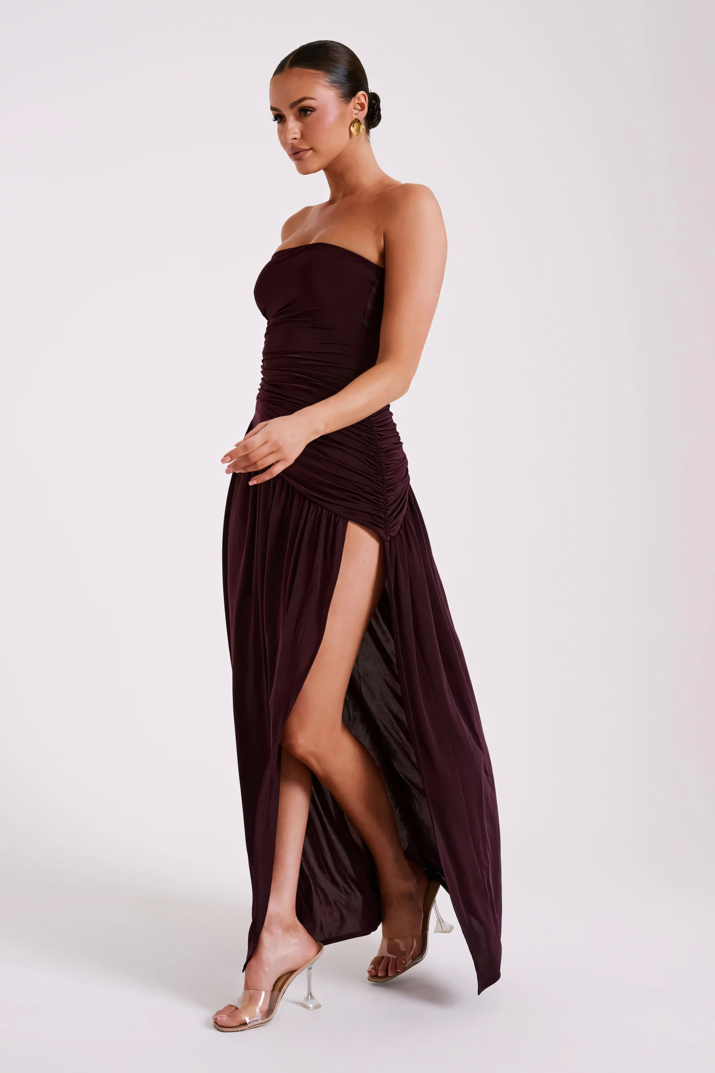 Midnight Muse Strapless Slit Gown